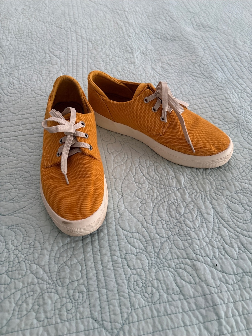 Sun + Stone Mustard Yellow Canvas Sneakers with Cream Laces